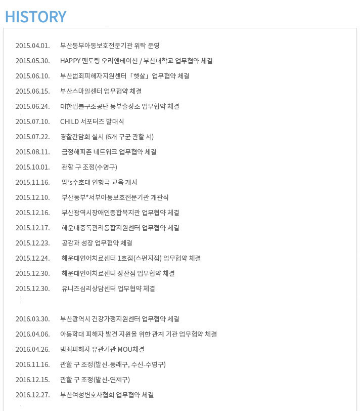 동부산아동보호전문기관 연혁
