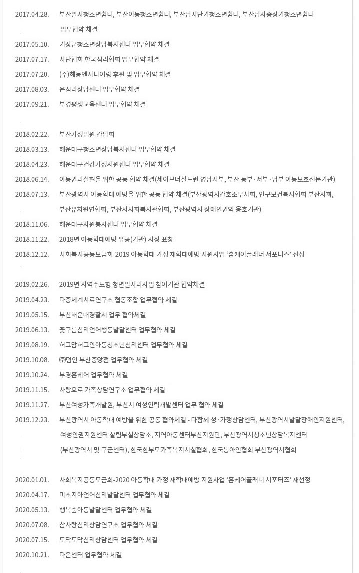 동부산아동보호전문기관 연혁